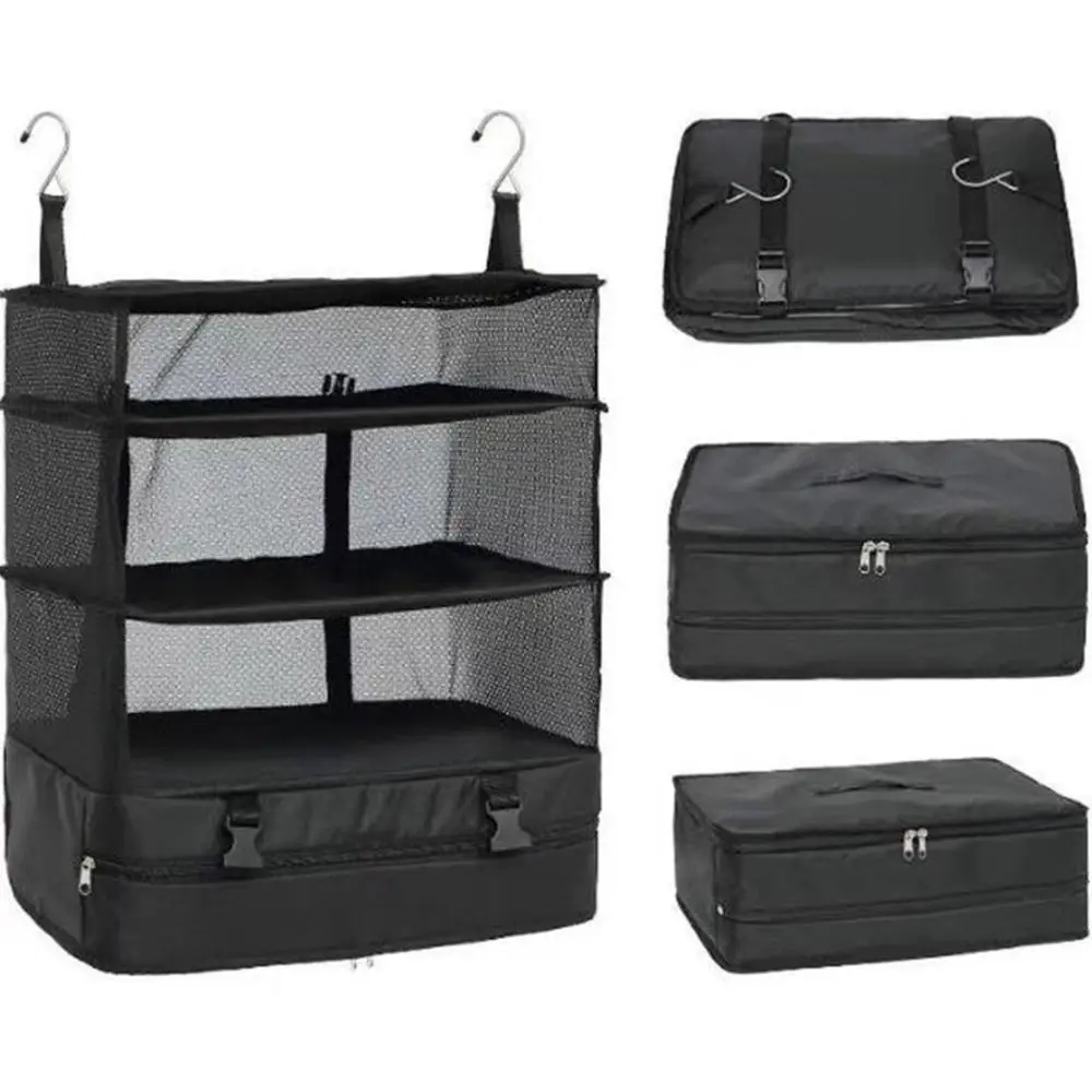 

Travel Luggage Organizer Portable 3 layers Travel Shelves Bag Suitcase Packing Cube Collapsible Hanging Closet Storage Case Box