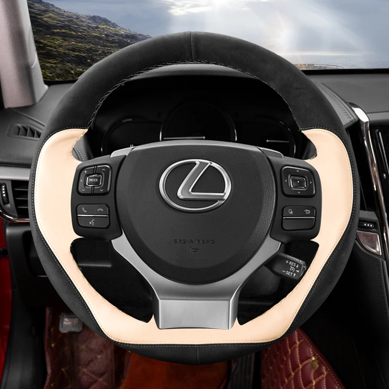 

DIY Hand-Stitched Suede Leather Car Steering Wheel Cover for Lexus NX200 RX270 ES300H ES240 LS350 Interior Auto Accessories