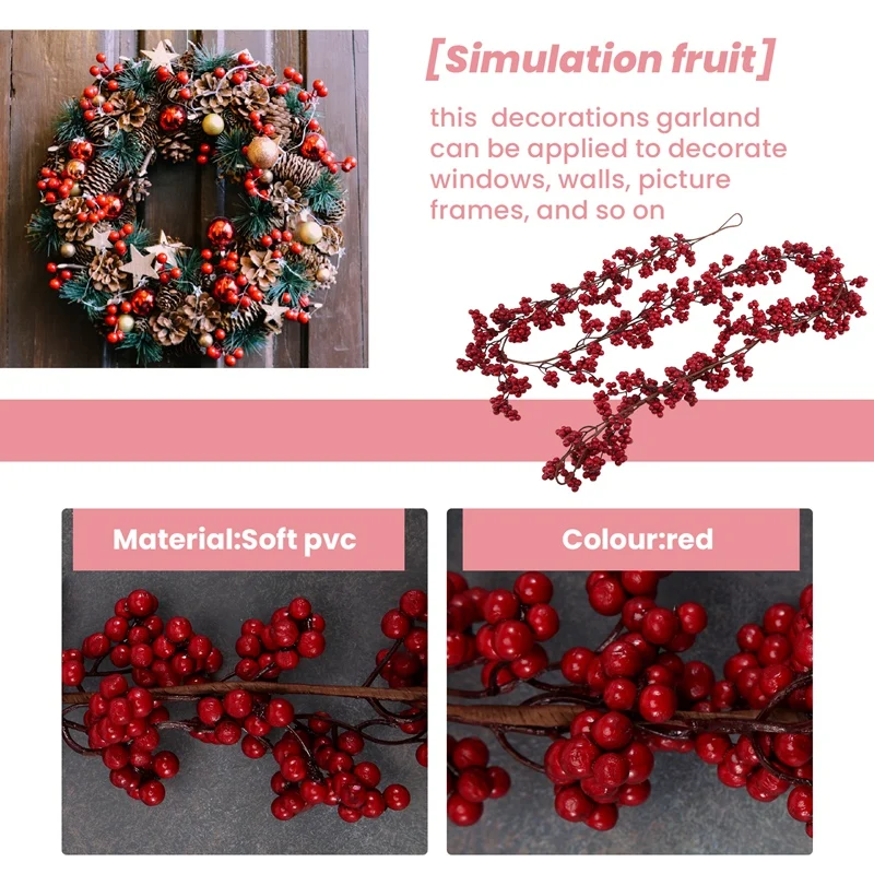 Рождественская красная фотоискусственная бордовая гирлянда Pip 5 9 футов для