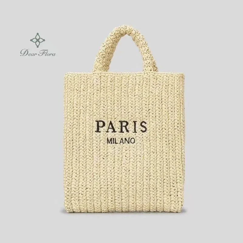 

Женская пляжная соломенная вязаная сумка для отпуска, ажурная плетеная Сумочка на плечо, портативный вместительный Повседневный тоут, лето