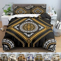 luxury 3d gold chain duvet cover geometric print bedding set double quilt cover with zipper closure king size comforter cover