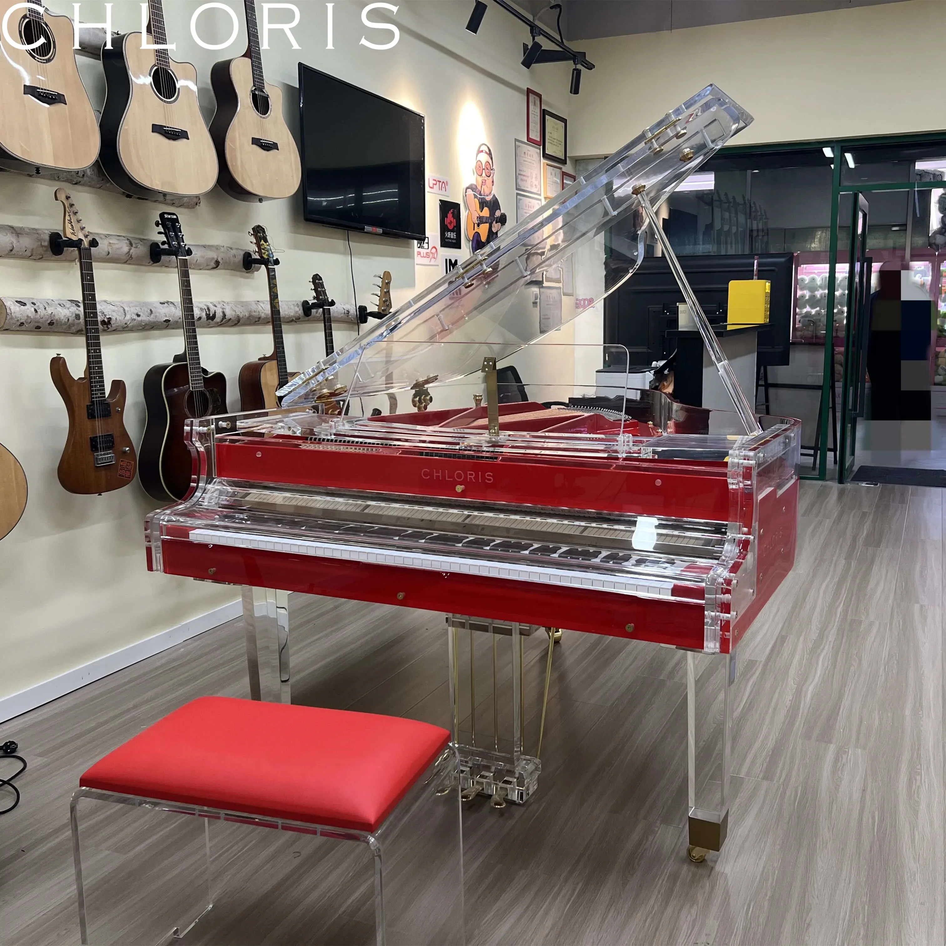 168A Кристаллическое пианино Заводская цена Красный цвет Гранд-пианино