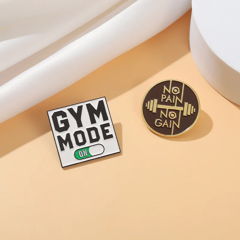 

NO PAIN NO GAIN GYM MODE Enamel Pins Lapel Pin Encourage Brooches Lapel Clothes Backpack Hat Badge Sports Lover Jewelry Gifts