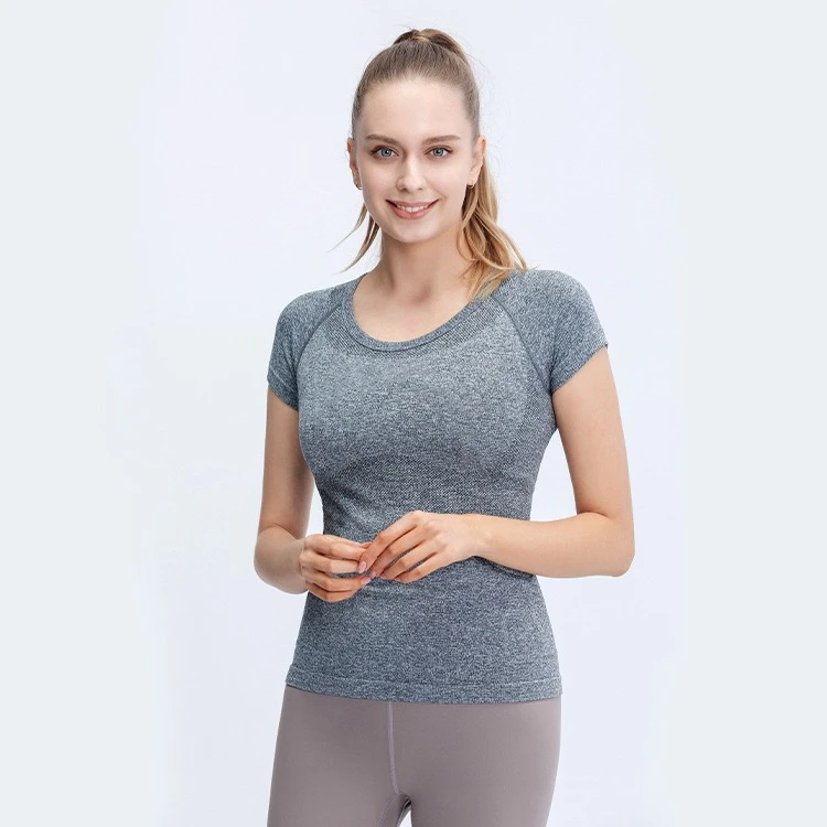 Lulu1.0 Short Sleeve Sport Top Fitness Yoga Shirt Women Elasticity Crew Neck Quick Dry Breathable Workout Running T-shirts