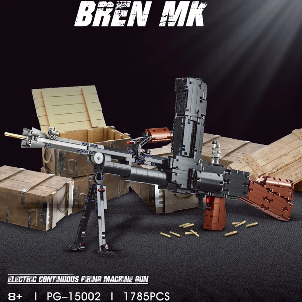 

Электрический пулемет непрерывного стрельбы Bren MK, 1785 деталей, модулятор Moc, модели кирпичей, игрушки для мальчиков