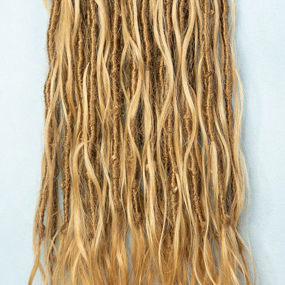 #27 Goddess Locs Crochet Hair Pre Looped Faux Extension With Body Wave Human Curls
