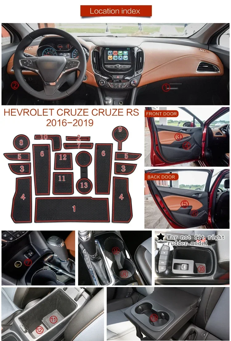 Фото Резиновый коврик для дверных канавок для Chevrolet Cruze Holden Astra D2LC 2016 ~ 2019, слот для хранения ворот, подставка, пыленепроницаемая накладка, автомобильный коврик №2