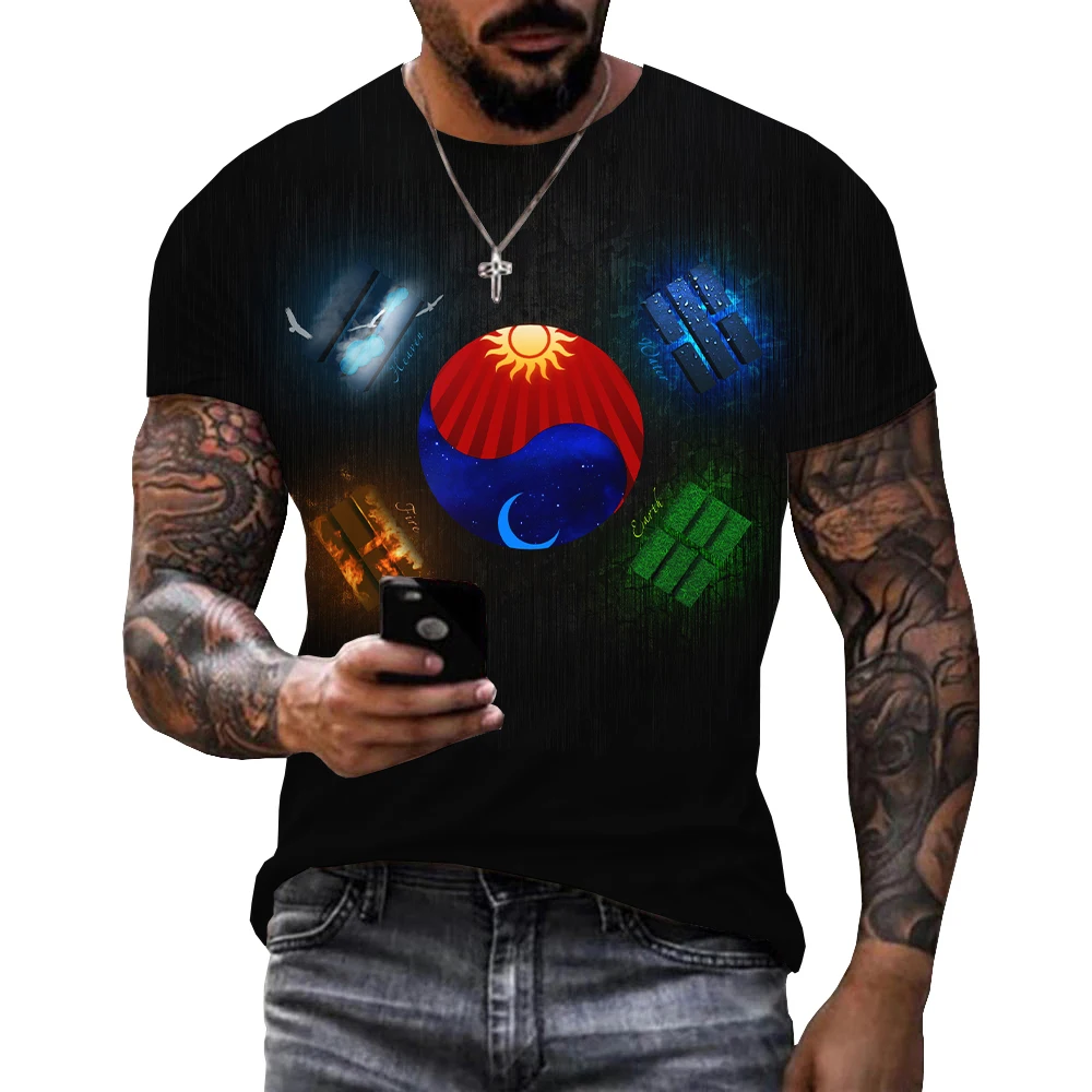 

Футболка мужская с принтом флага Южной Кореи, уличная одежда в стиле хип-хоп и Харадзюку, модная Повседневная рубашка с коротким рукавом, ле...