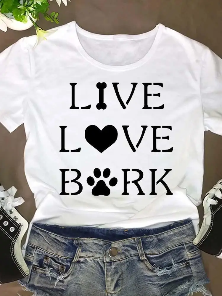 

Футболка с коротким рукавом, модная футболка с графическим рисунком, одежда, Женская забавная трендовая одежда с принтом Love Dog, летняя женск...
