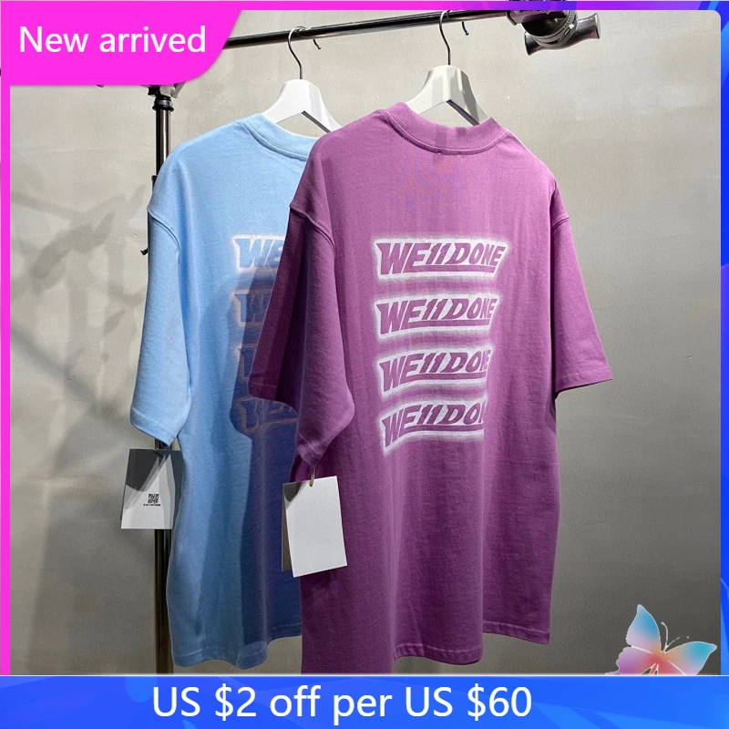 

We11done Short-sleeved T-shirt Bullet Screen Letter Logo Men and Women Loose Round Neck Couple Welldone T Shirts