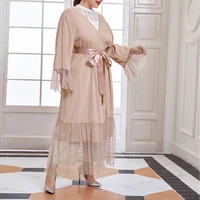 open abaya dubai mesh muslim fashion hijab dress turkey abayas for women plus size islam clothing kaftan kimono femme musulmane