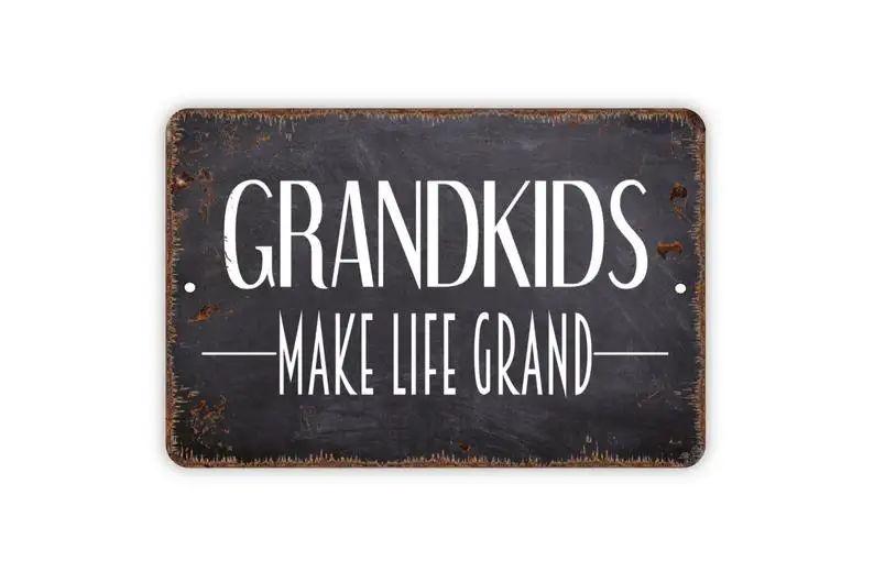 

Retro Poster Grandkids Make Life Grand Metal Wall Sign Tin Sign Farm Home Store Cafe Wall Decoration Metal Plate 12*8 Inch