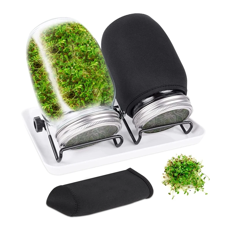 

Устройство для выращивания растений с 2 банками с широким горлышком, набор для выращивания бобов, банка для выращивания растений с сетчатыми крышками