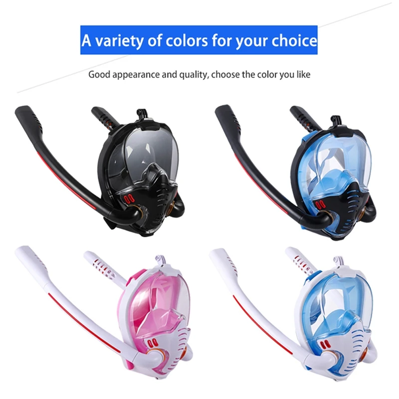 Snorkeling Mask Double Tube Silicone Diving Adult Swimming Goggles Underwater Breathing