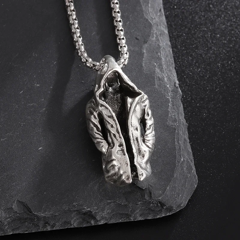 Цельное ретро-панк-металлическое ветровка с капюшоном ожерелье подвеской