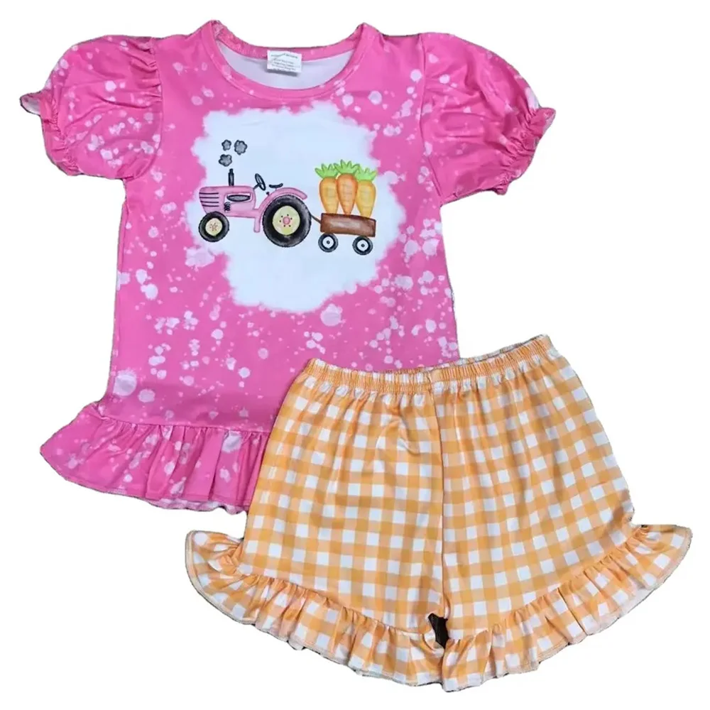 

Оптовая продажа, детская одежда из мультфильма, шорты с коротким рукавом и оборками, бутиковая Одежда для девочек на ферму