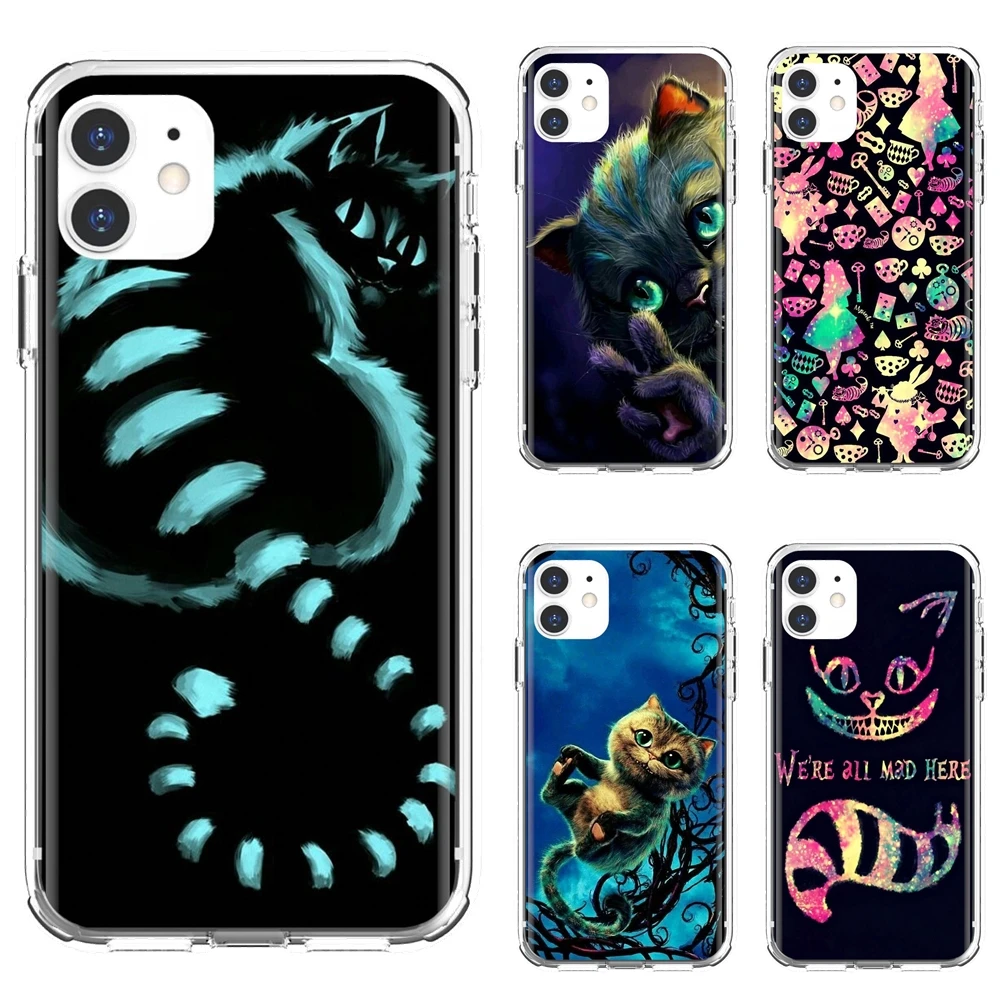 

Alice in Wonderland cheshire Cat Soft Shell Covers For iPhone 10 11 12 13 Mini Pro 4S 5S SE 5C 6 6S 7 8 X XR XS Plus Max 2020