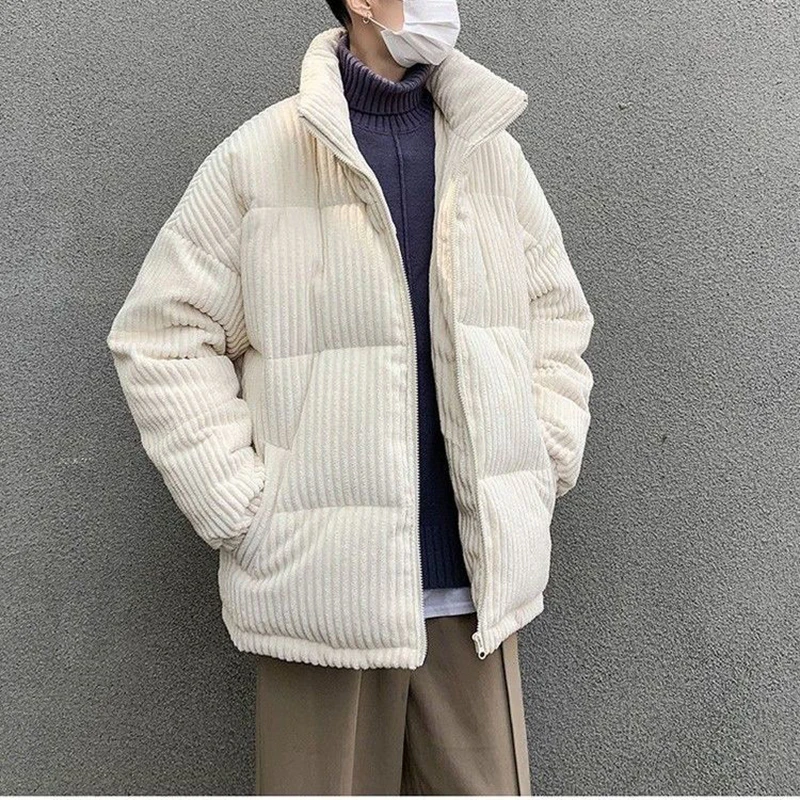 Corduroy Jacket Men's Winter Cotton Coat Thickening Trend Cotton Clothes 2022 New Stand-up Collar Cotton Jacket Men