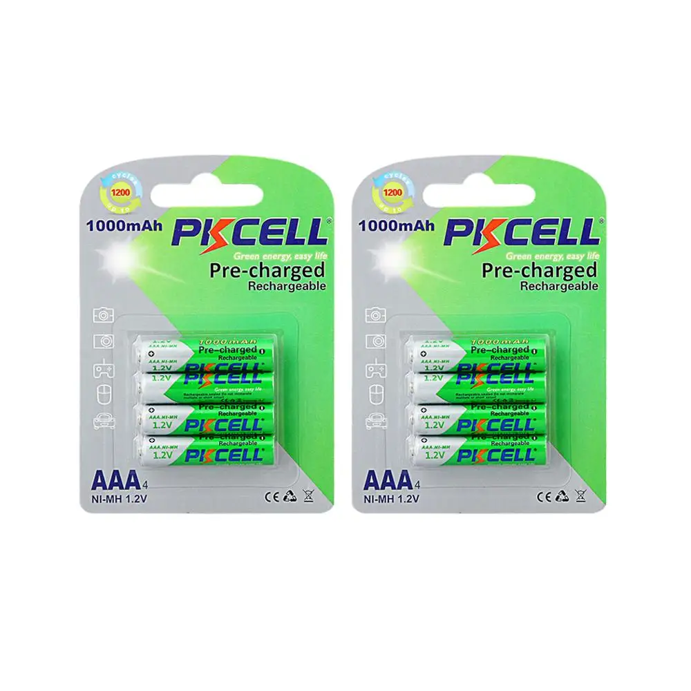 

Аккумуляторы PKCELL AAA Ni-MH, 1,2 в, 1000 мАч, 8 шт.