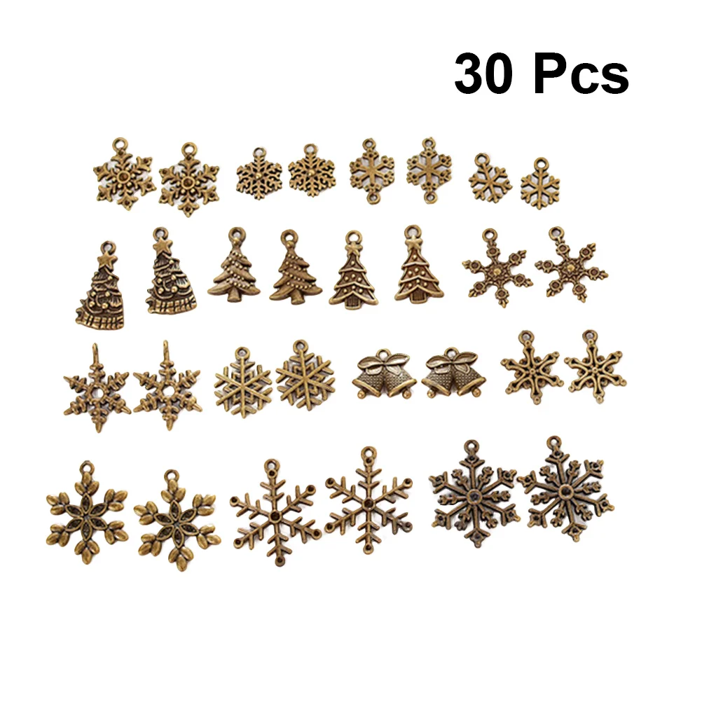 

30Pcs DIY Accessories Delicate Alloy Snowflake Bell Christmas Tree Hanging Ornaments