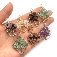 exquisite natural stone crystal pendant 18 43mm winding tree of life hollow out charm fashion diy necklace earring accessories