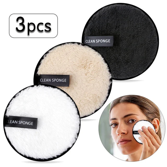 3Pcs Reusable Makeup Remover Pads Cotton Wipes Microfiber Cosmetics Washable Make Up Towel Face Cleansing Sponge Skin Care Tools 1
