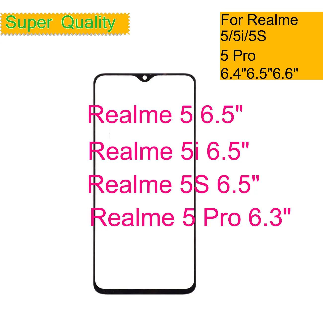 

10Pcs/Lot For OPPO Realme 5 5i 5S Touch Screen Front Outer Glass Panel Lens For Realme 5 Pro LCD Front Glass With OCA Glue