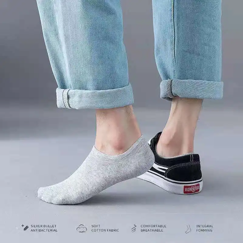 

10 Pairs Men's Socks Short Socks Boat Socks Spring and Summer Breathable Sweat-absorbent Invisible Fashion White Sports Socks