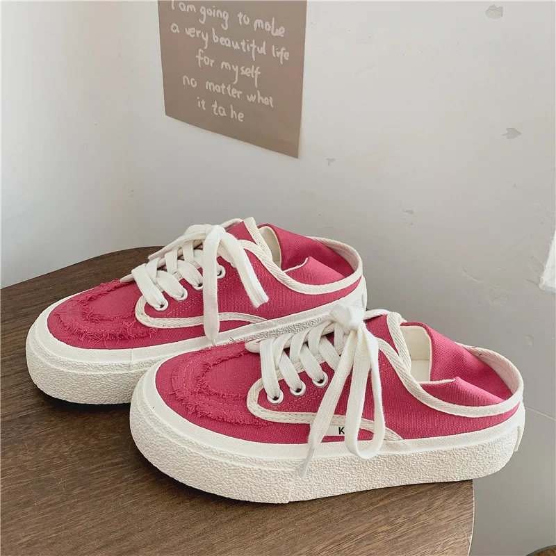 

Canvas Sneakers for Women Trend 2023 New Summer Casual Modern Comfortable Woman Shoes Lace-up Slip-on Flat Vulcanize Shoes Z125