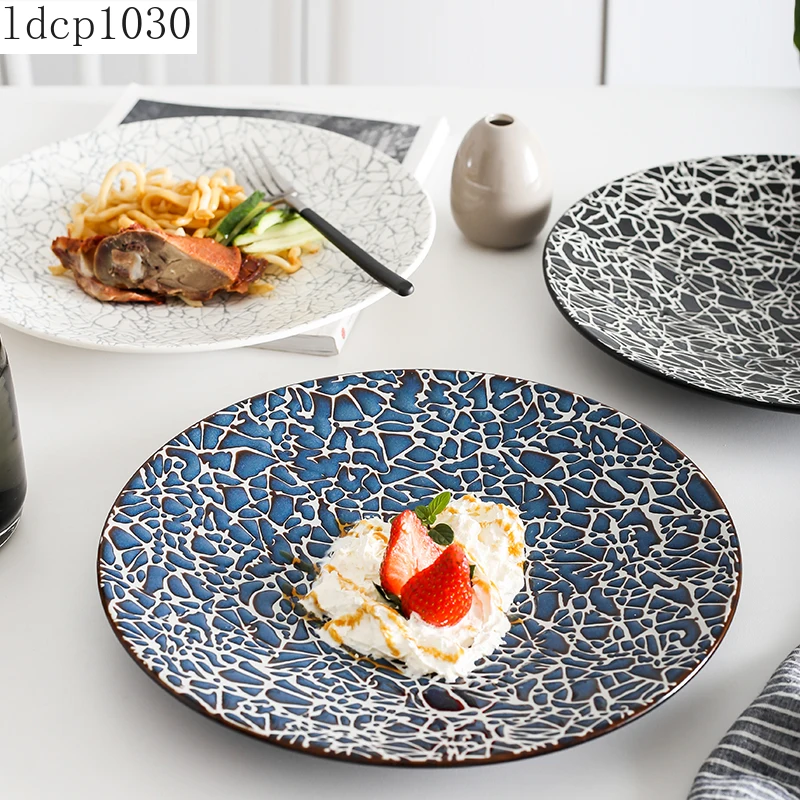

Creative Round Steak Plate 10.5-inch Ceramic Dinner Plate Restaurant Service Plate European-style Table Decoration Accessories