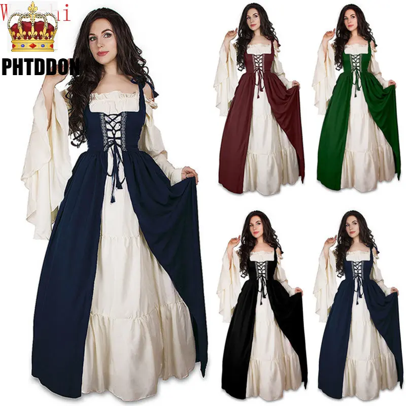 

S-6XL Medieval Punk Dress Cosplay Halloween Costumes Women Palace Carnival Party Disguise Princess Female Victorian Vestido Robe