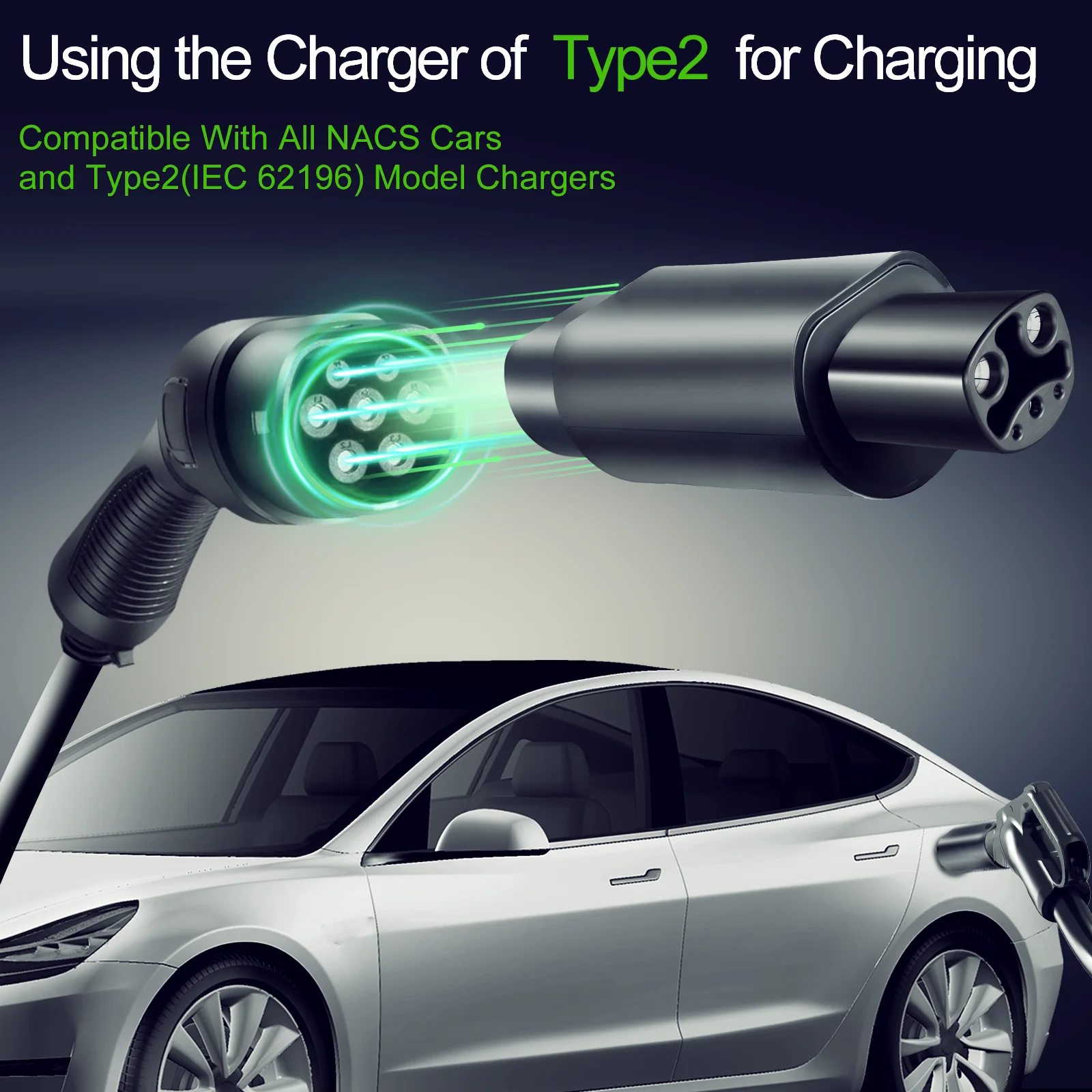 Адаптер GUWIEYG type 2-Tesla переменный ток кВт подходит для зарядного устройства 2 EV