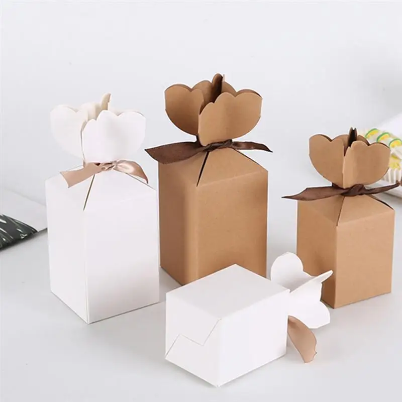 

20pcs Ribbon Candy Square Box Wedding Candy Box Gift Box Baking Biscuit Packaging Box Wedding Candy Box Companion Gift Box