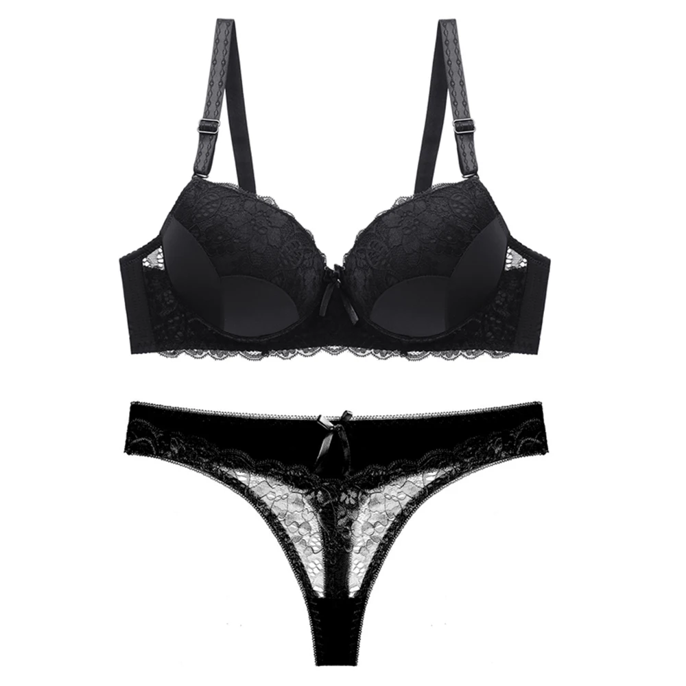 

Push Up Underwire Underwear Women Set Adjusted Straps Bra Lace Bra Set for Female Sexy Thong Set 36 38 40 42 44 A B C D E