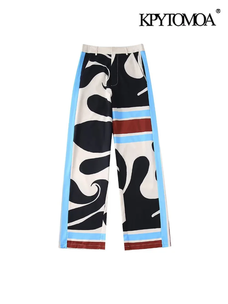 

Женские прямые брюки KPYTOMOA, Модные Винтажные штаны с принтом и передними карманами, на молнии, с завышенной талией