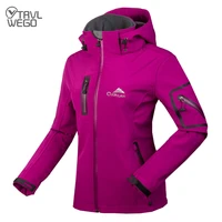 trvlwego thermal fleece womens softshell jacket windproof hiking running trekking camping coat with hood for outdoor sports