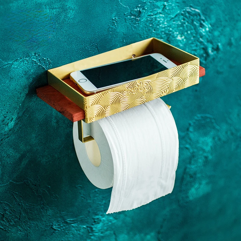 

New Chinese Style Pure Brass Tissue Holder Nail Free Wall Mounted Tissue Holder Toilet Paper Holder Stand Paper Towel Holder