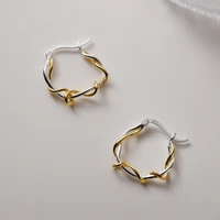 silvology real 925 sterling silver twine vine hoop earrings for women two color irregular round earring 2022 minimalist jewelry