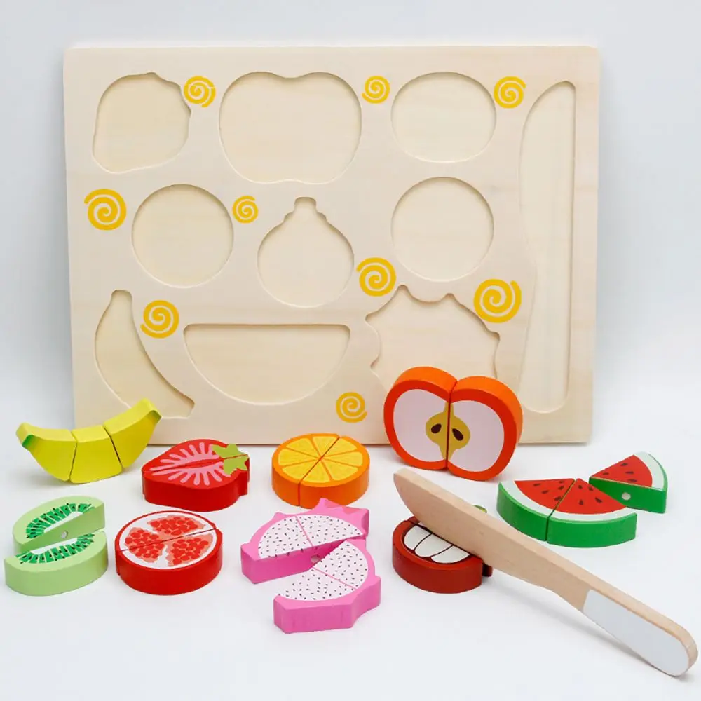 

For Kids Early Learning Play House Role Playing Game Cutting Vegetable Wood Kitchen Toy Fruit Bread Cut Play Food Set