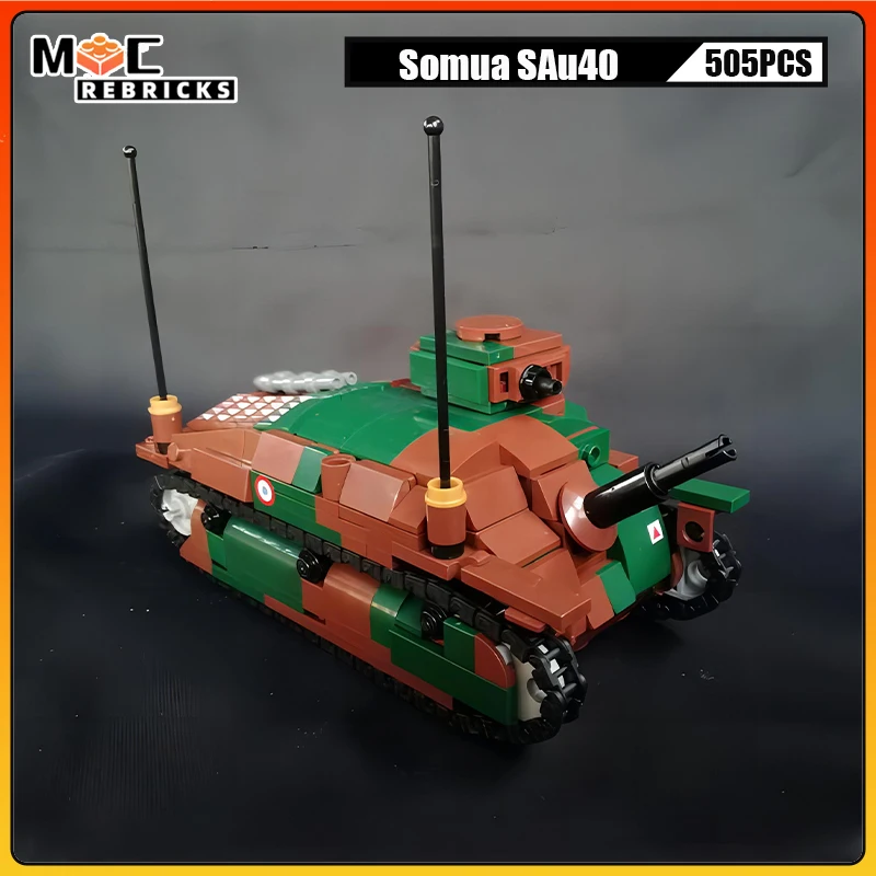 Французский самоходный пистолет Военный танк Panzer SAu40 основной боевой MOC сборный