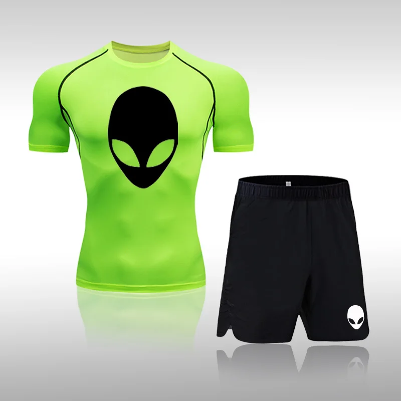 

Summer Men's Fitness Fashion Men's Casual Sportswear Suit Oversized Sports Suit Gym Short-sleeved T-shirt + Pants 2-piece Set