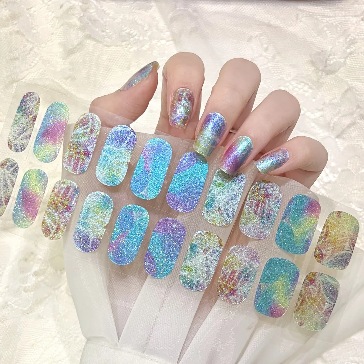 Black Technology Full Curing Nail Polish Film French Gel Nail Strips Adhesive Nail Decorations Stickers No Need to Bake UV Lamp