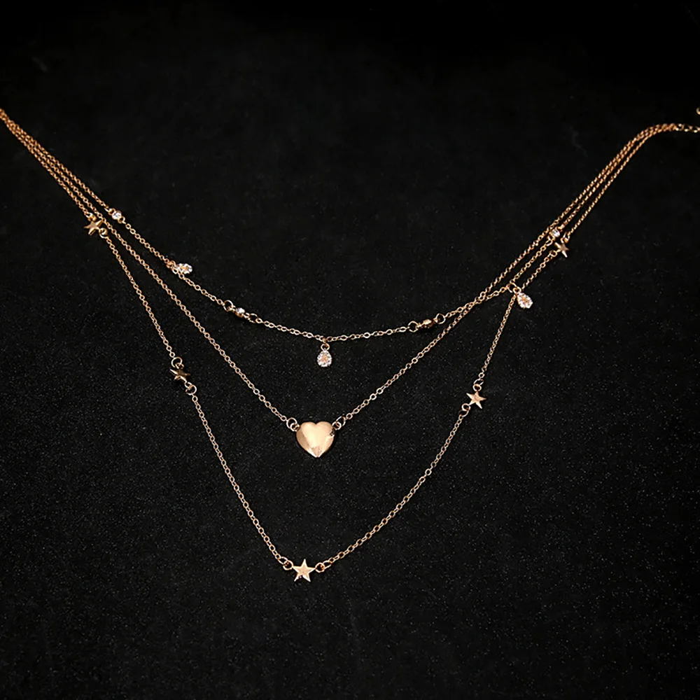 Ожерелье в стиле бохо для женщин чокер золотого цвета форме сердца и звезды