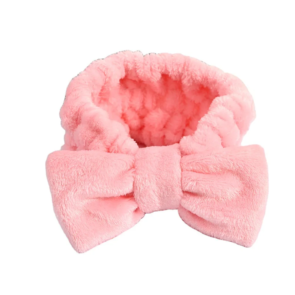 

6 color Coral Fleece Hairbow Cross Headband For Wash Face Makeup Lady Bath Cosmetic Hairband Elastic Soft Turban Headwear