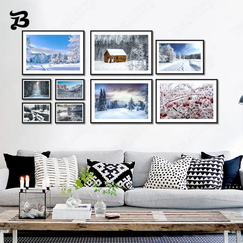 

Canvas Painting Modern Snow Landscape Aurora Forest Scenery Wall Pictures Canvas Prints Wall Art Posters Home Wall Decoration