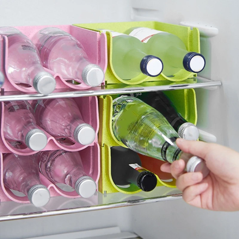 

Anti-Fall Overlap Storage Rack Glass Beer Bottle Drink Holder Refrigerator Drawer Beverage Box Can Dispenser Space Saving Tray