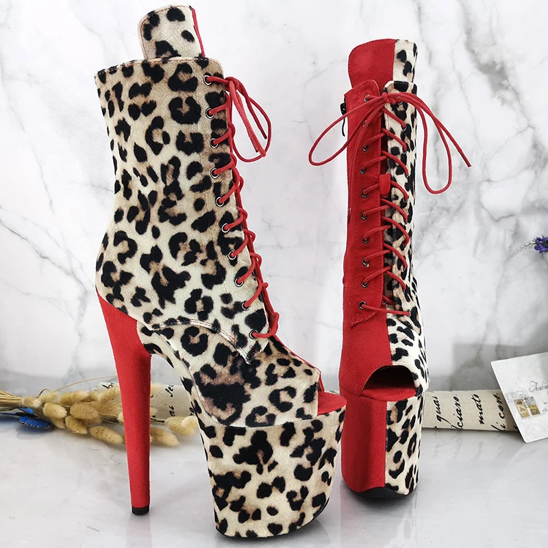 Leecabe 20CM/8inches Pole dancing shoes High Heel platform Boots closed toe Pole Dance boots