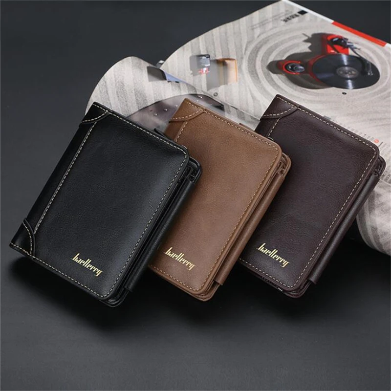 

Quality Guarantee Men's Short Wallet Bifold Card Holders For Men Casual Portable Coin Purse NewLeather Male Cash Clutch Bag