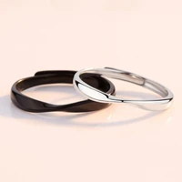 freeshipping 2022 classic black white twist copper plated silver couple ring valentine gift men women engagement finger jewelry