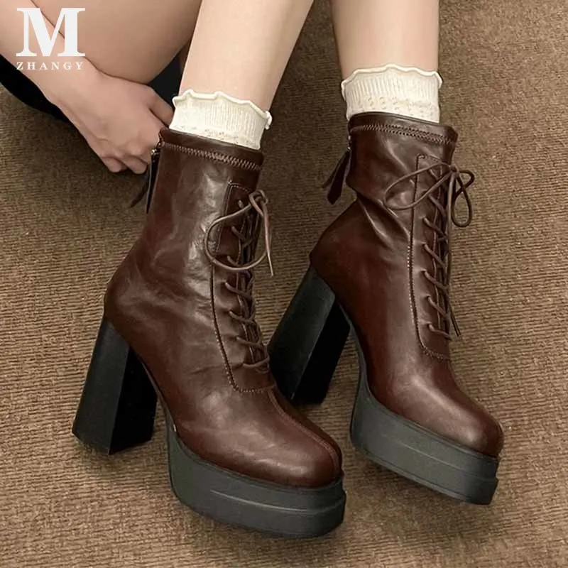 Женские ботильоны на высоком каблуке модные дизайнерские кожаные ботинки